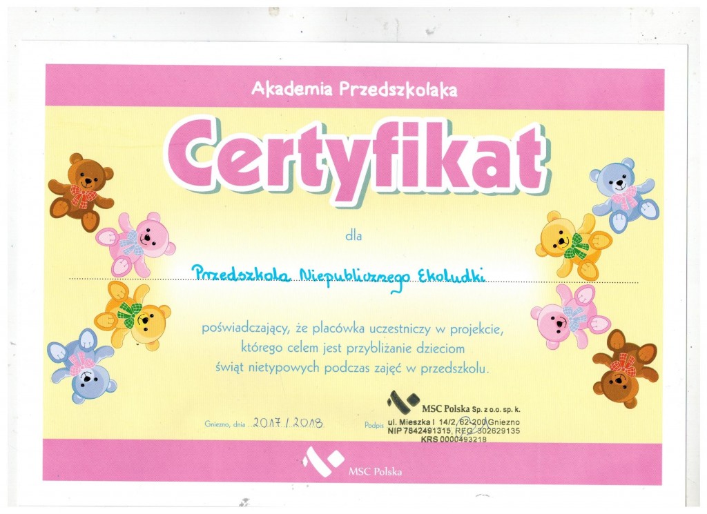 certyfikat nietypowe